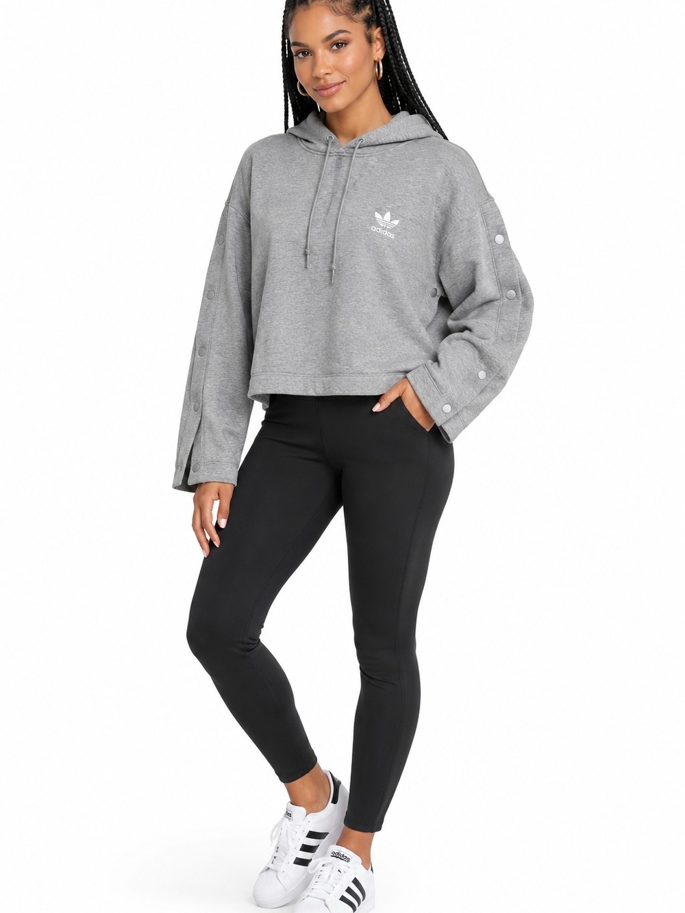 adidas Women's Gray Cropped Hoodie